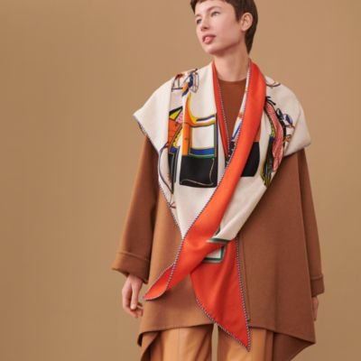 オレンジ - レディス, スカーフ、ショール＆マフラー, カシミア